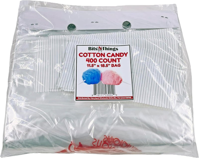 Bits N Things Printed Cotton Candy Bags with Ties | Party Event Carnival Fair | 11 1/2" x 18 1/2" | 8 Mil Thick | 400 Count - Image 4